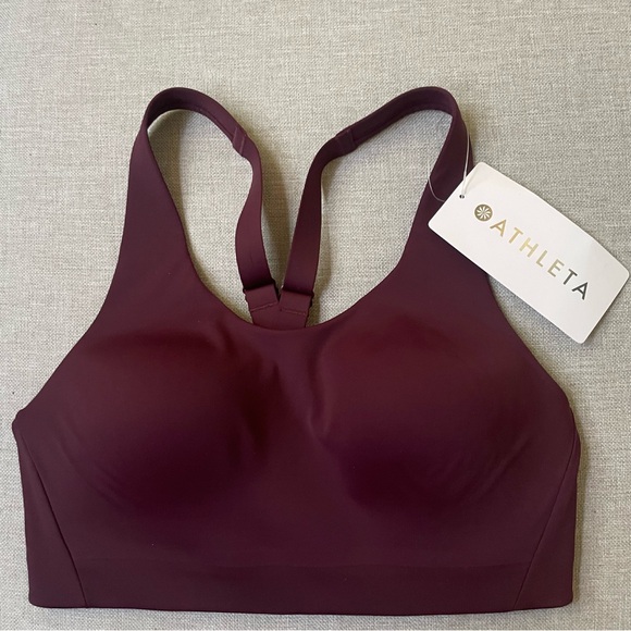 New Athleta advance sports bra burgundy sz 32D NWT high impact adjustable straps - Picture 2 of 11